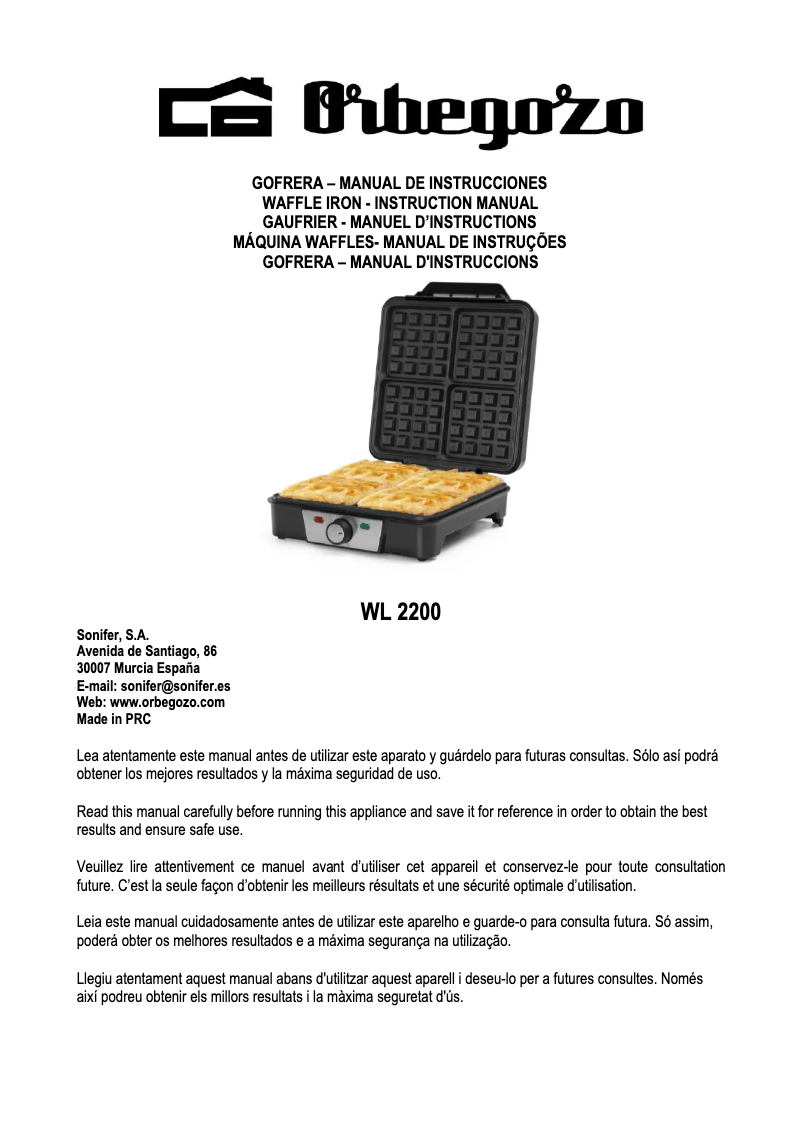 Page n°1 - Manuel utilisateur Orbegozo WL 2200