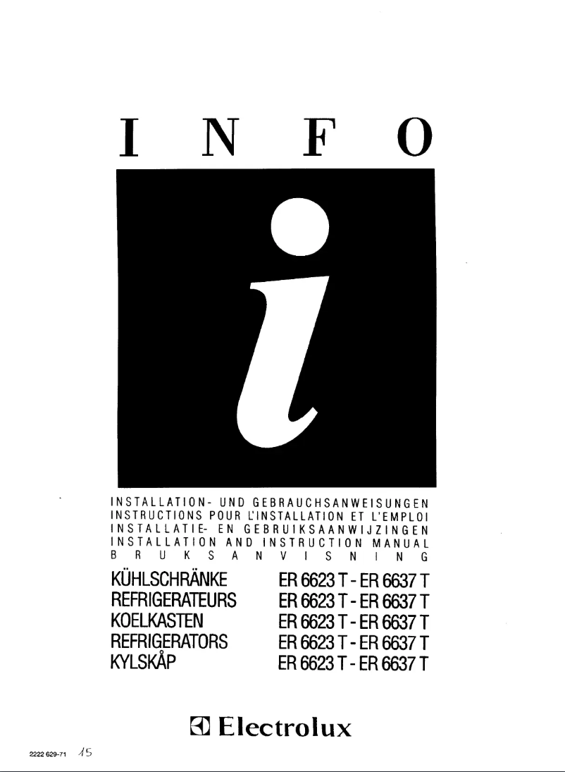 Page 1 de la notice Manuel utilisateur Electrolux ER 6623 T