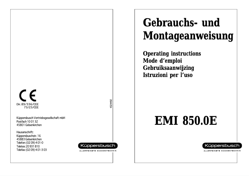 Página 1 del manual Manual de usuario Küppersbusch EMI 850.0E