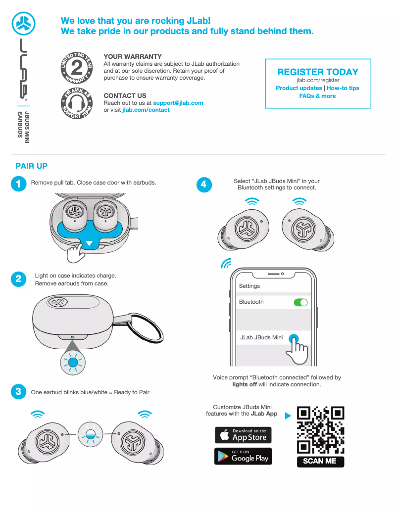 Page 1 de la notice Manuel utilisateur JLab JBuds Mini