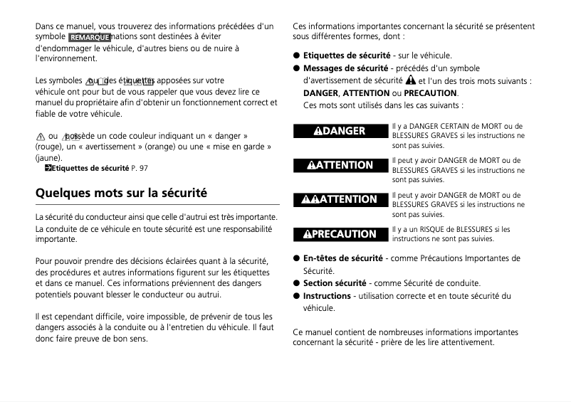 Image de la première page du manuel de l'appareil CR-V (2023)