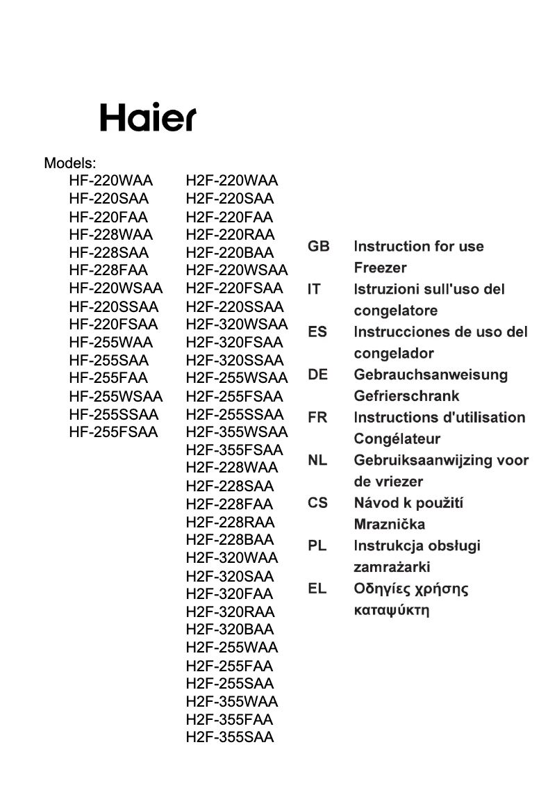 Page n°1 - Manuel utilisateur Haier H2F-220WAA
