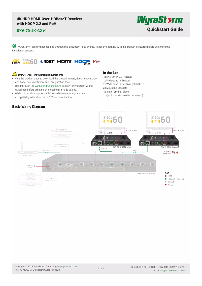 Image de la première page du manuel de l'appareil RXV-70-4K-G2