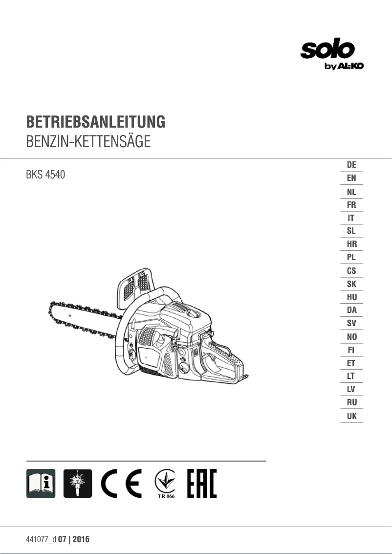 Image de la première page du manuel de l'appareil BKS 4540