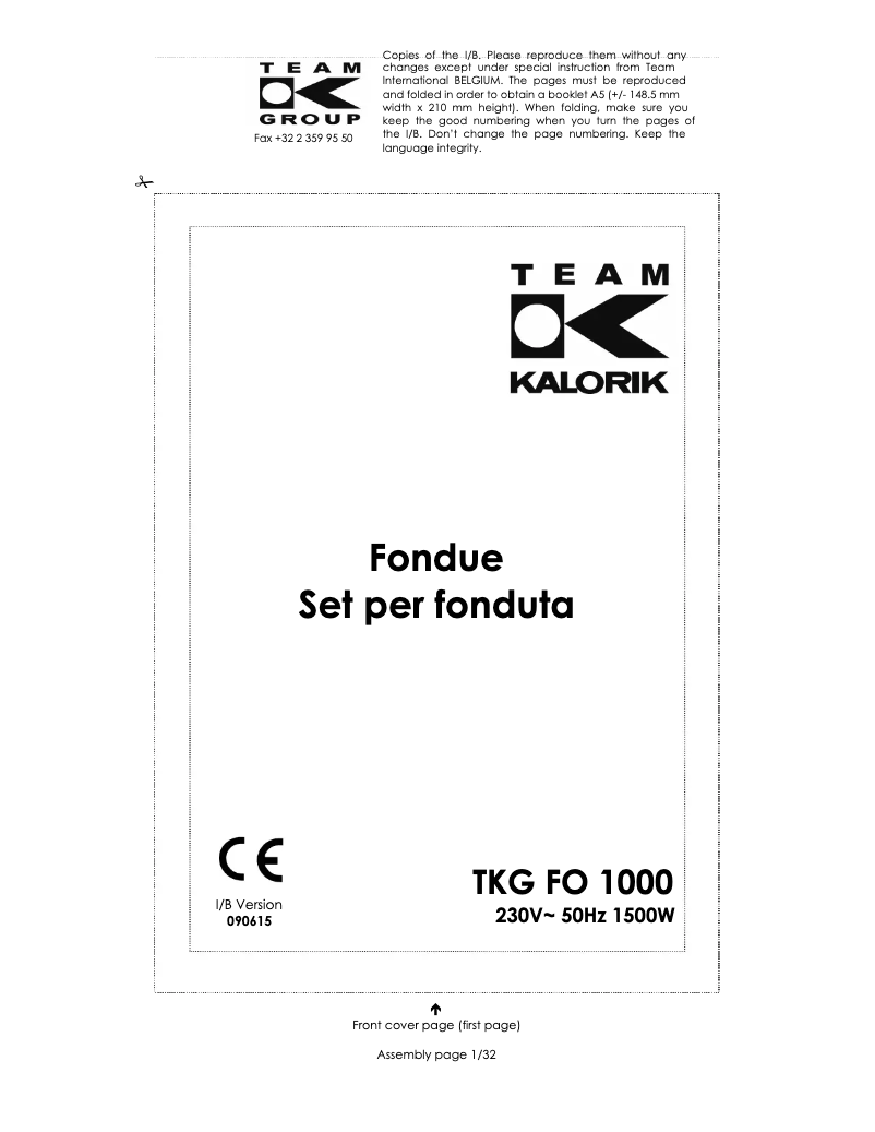 Page 1 de la notice Manuel utilisateur Team TKG FO 1000