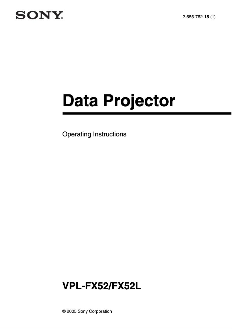 Page 1 de la notice Manuel utilisateur Sony VPL-FX52L