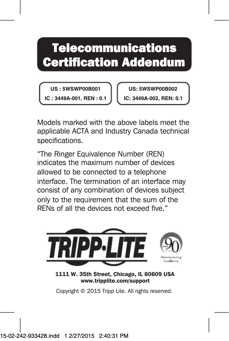 Page 1 de la notice Manuel utilisateur Tripp Lite HT10DBS