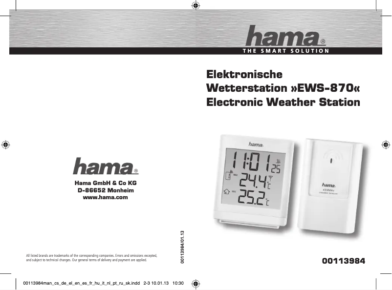 Page 1 de la notice Manuel utilisateur Hama EWS-870