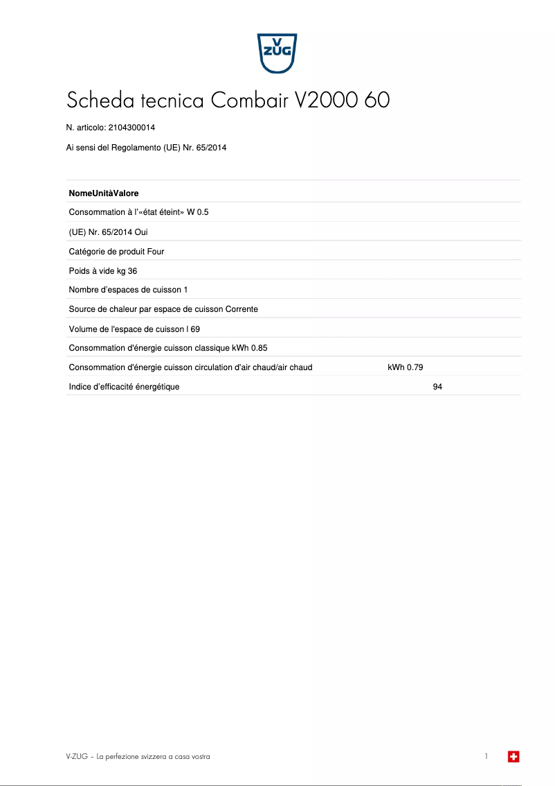 Image de la première page du manuel de l'appareil Combair V2000 60