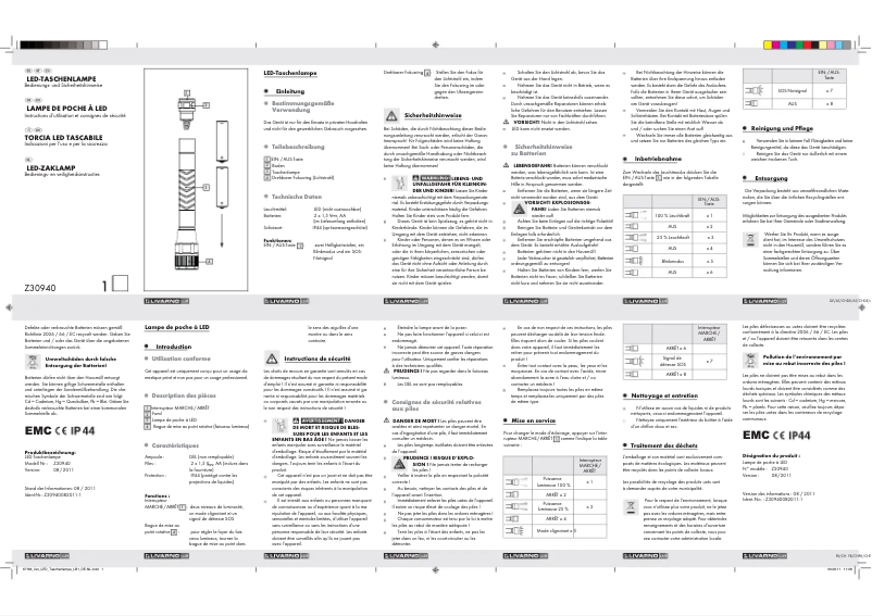 Page 1 de la notice Manuel utilisateur Livarno Lux IAN 67184