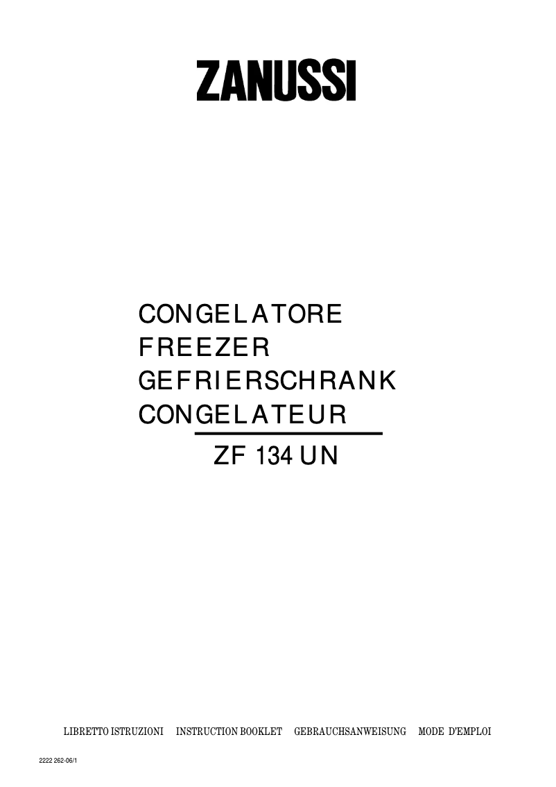 Page 1 de la notice Manuel utilisateur Zanussi ZF 134 UN