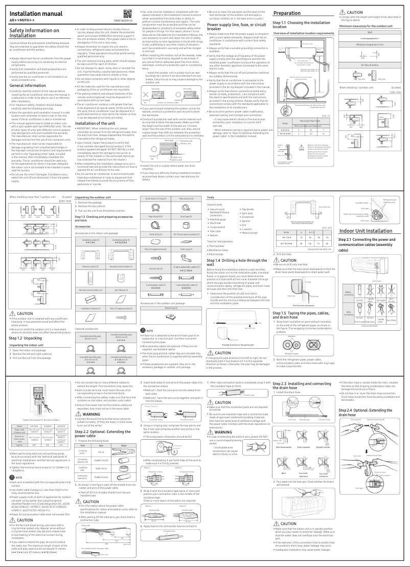 Page 1 de la notice Guide d'installation Samsung AR24MVFHGWKYRG