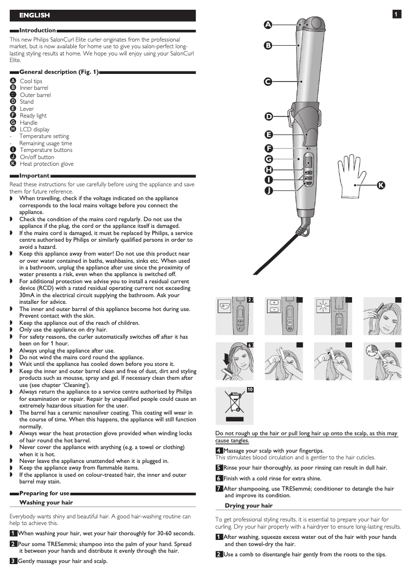 Page 1 of the manual User Manual Philips SalonCurl Elite HP4659