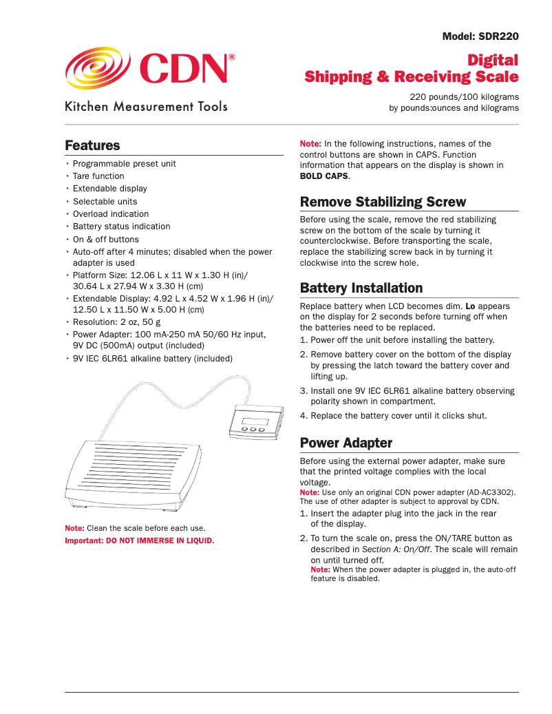 Page n°1 - Manuel utilisateur CDN SDR220