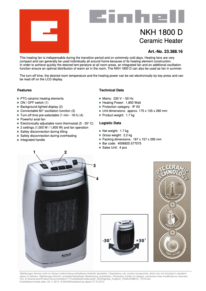 Page n°1 - Manuel utilisateur Einhell NKH 1800 D