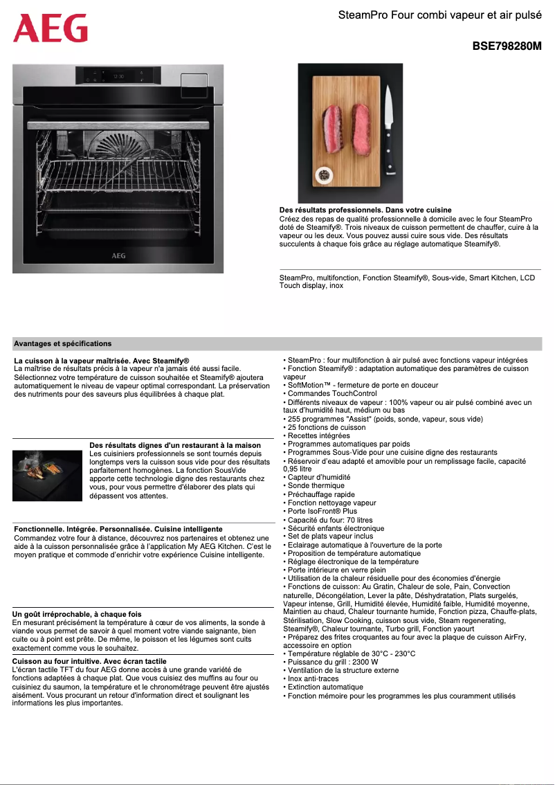 Página 1 del manual Ficha técnica AEG BSE798280M