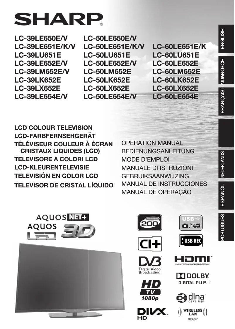 Image de la première page du manuel de l'appareil LC-50LE651V