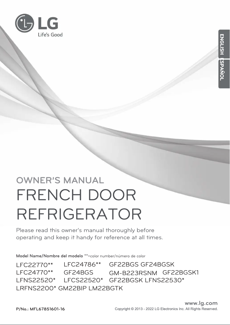 Page n°1 - Manuel utilisateur LG LFCS22520D