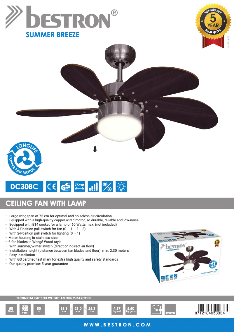 Image de la première page du manuel de l'appareil Summer Breeze DC30BC