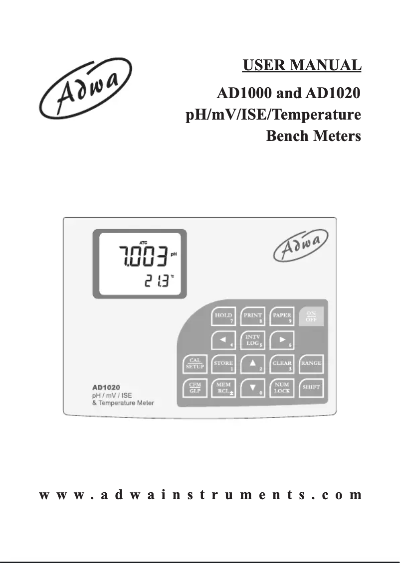 Page n°1 - Manuel utilisateur Adwa AD1020
