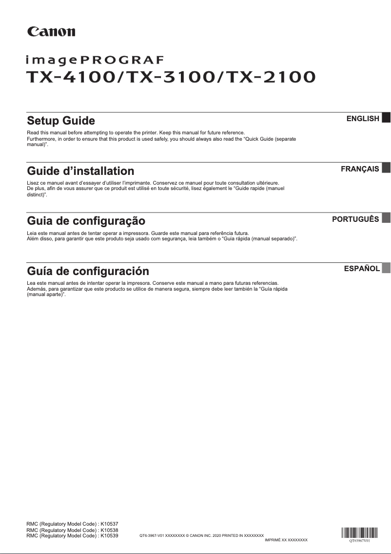 Page 1 de la notice Manuel utilisateur Canon imagePROGRAF TX-4100