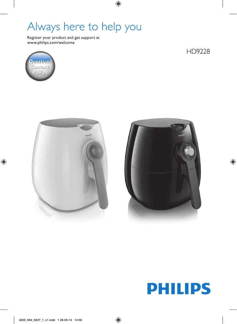 Page 1 de la notice Manuel utilisateur Philips Viva Collection Airfryer HD9228