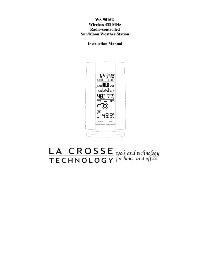 Page n°1 - Manuel utilisateur La Crosse Technology WS-9016U