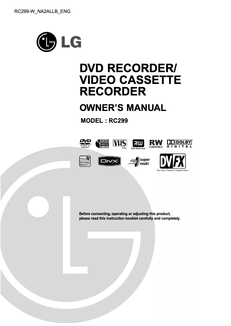 Imagen de la primera página del manual del dispositivo RC299-W