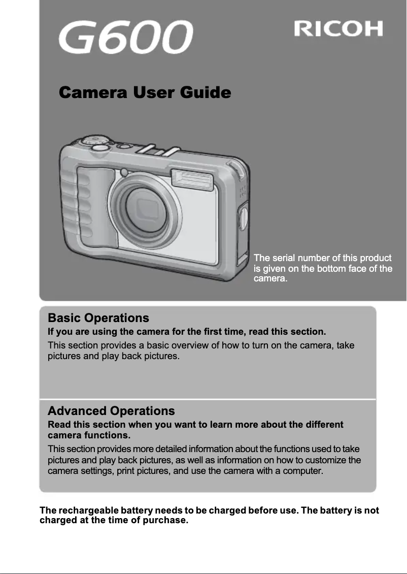 Image de la première page du manuel de l'appareil G600