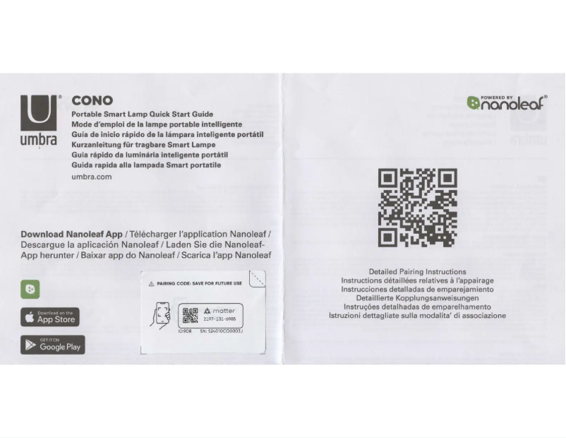 Page 1 de la notice Manuel utilisateur Nanoleaf Umbra Cono