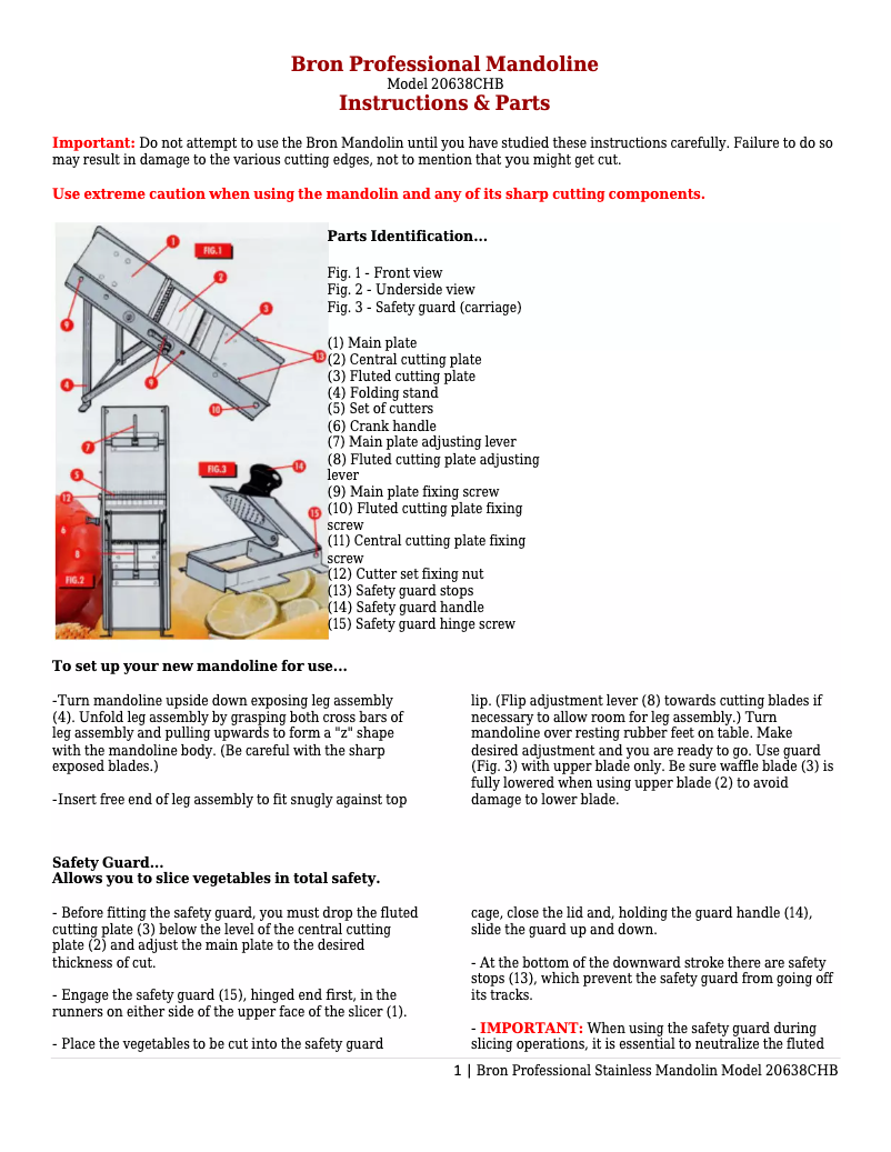 Page 1 de la notice Manuel utilisateur Bron 20638CHB