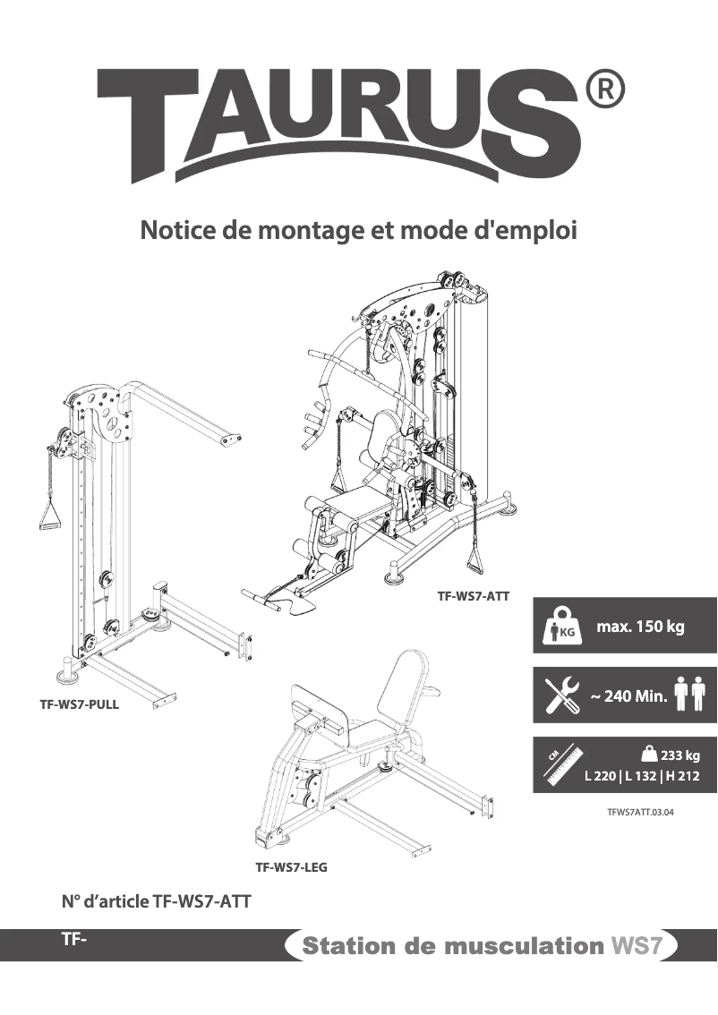 Page 1 de la notice Manuel utilisateur Taurus WS7