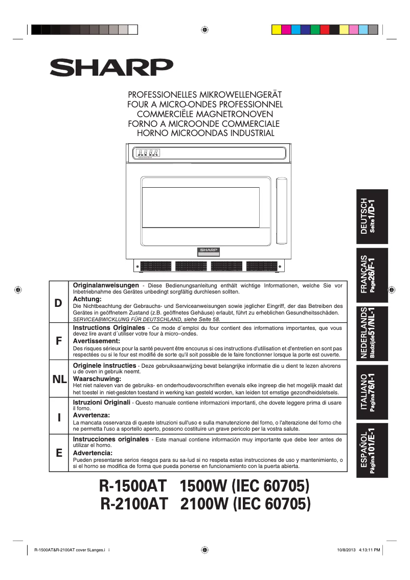 Página 1 del manual Manual de usuario Sharp R-1500AT