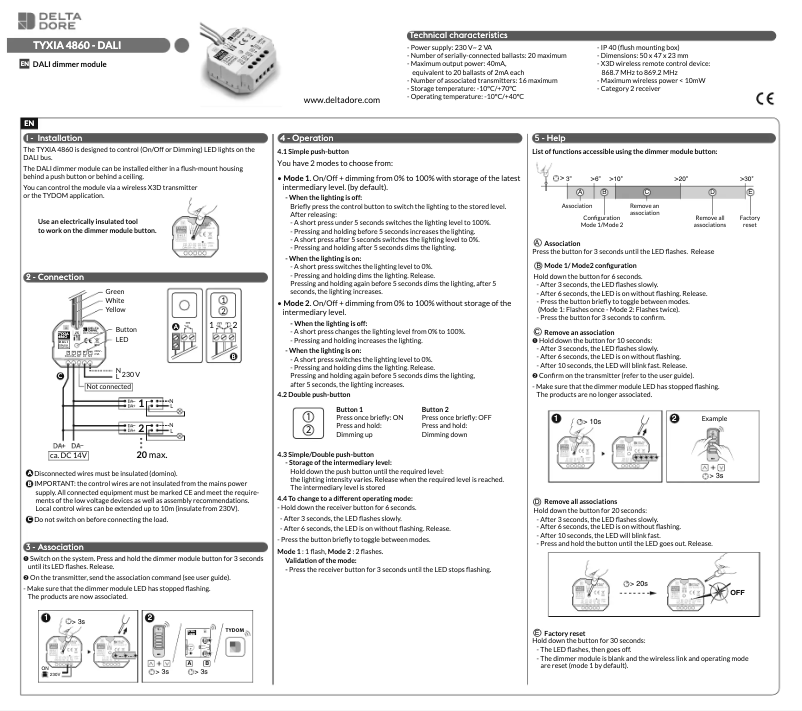 Page 1 de la notice Manuel utilisateur Delta Dore Tyxia 4860