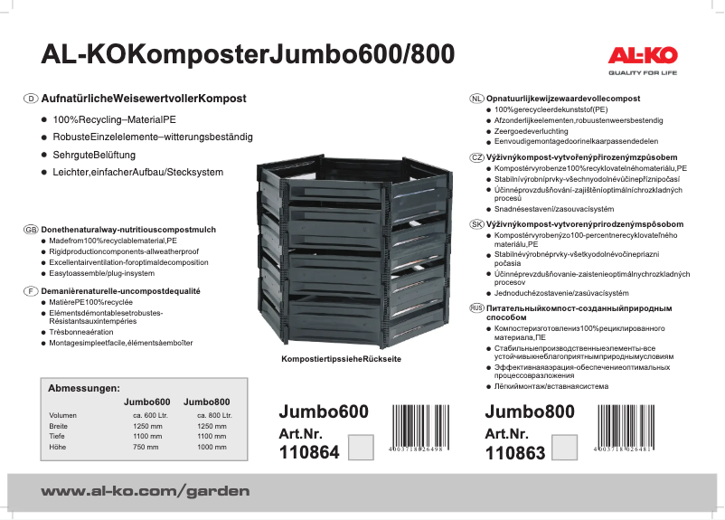 Image de la première page du manuel de l'appareil Jumbo 800