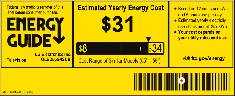 Page 1 of the manual Energy Label LG OLED55G4SUB
