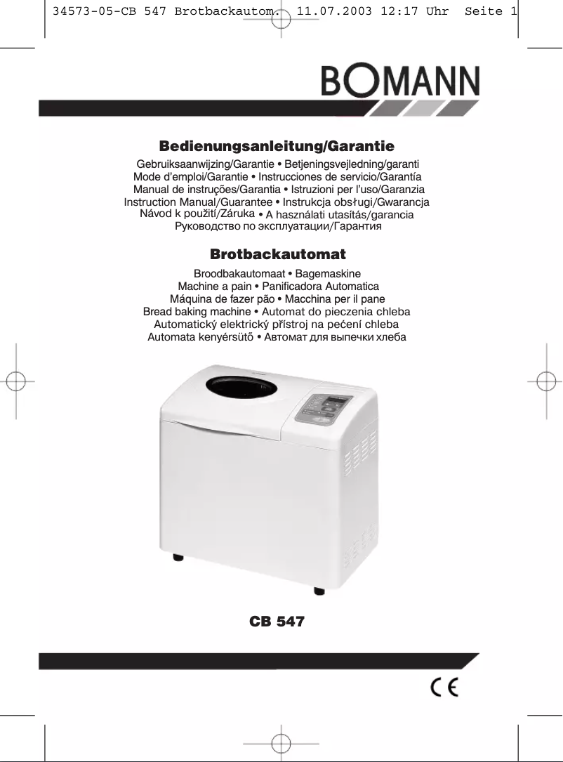 Page 1 de la notice Manuel utilisateur Bomann CB 547