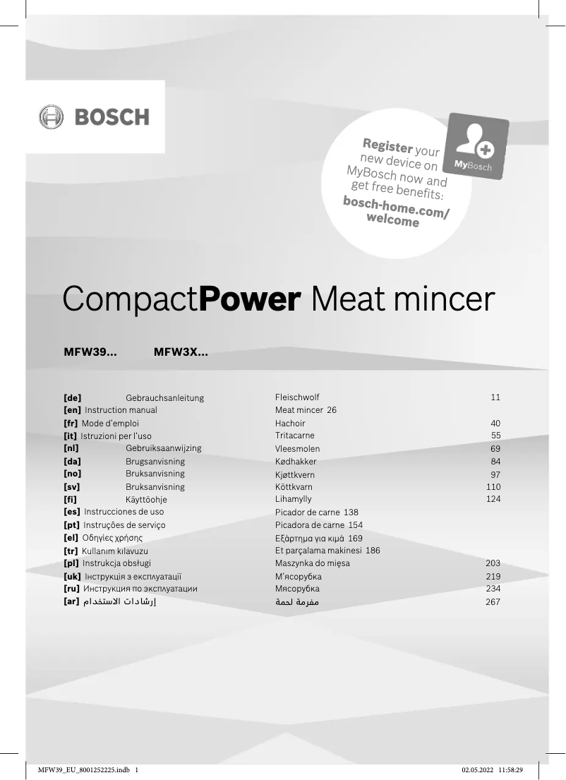 Page 1 de la notice Manuel utilisateur Bosch CompactPower MFW3X18W