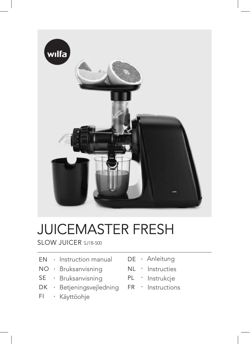 Image de la première page du manuel de l'appareil Juicemaster Fresh SJ1B-500