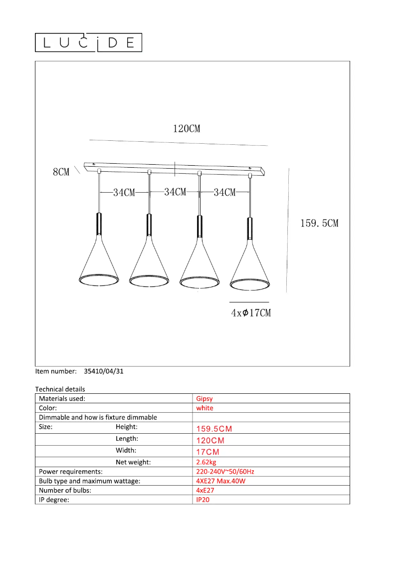 Page n°1 - Manuel utilisateur Lucide Gipsy 35410/04/31