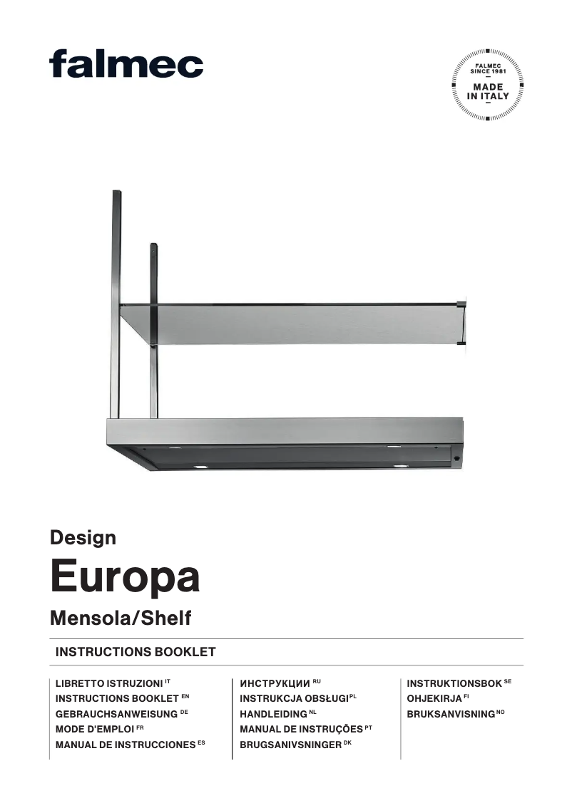 Page 1 de la notice Guide d'installation Falmec Europa