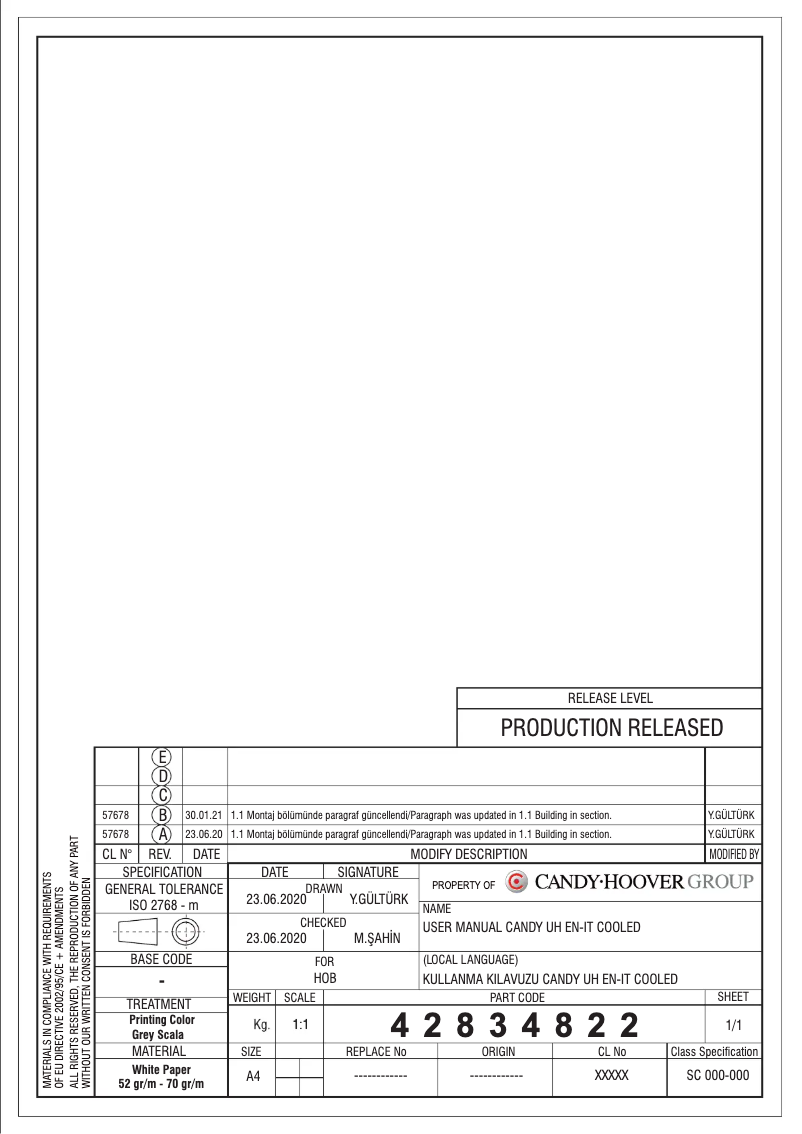 Page 1 de la notice Manuel utilisateur Candy CHG6BF4WEX