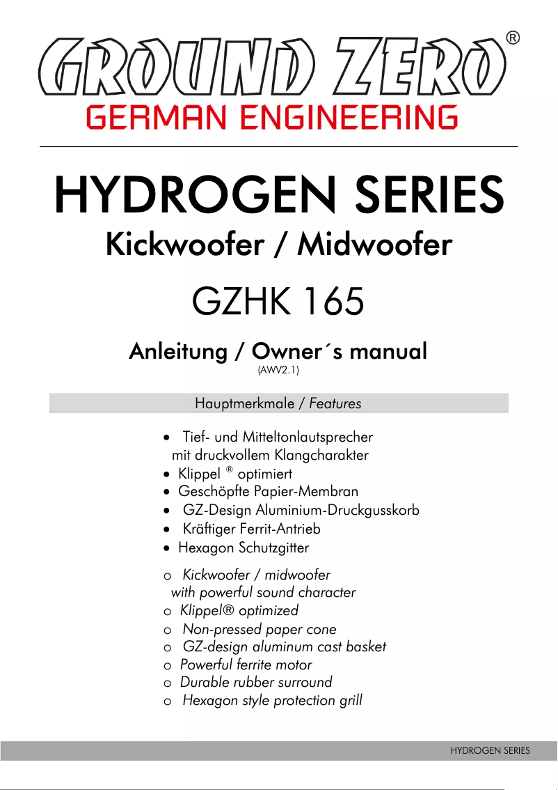 Página 1 del manual Manual de usuario Ground Zero GZHK 165