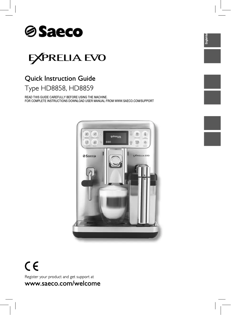 Imagen de la primera página del manual del dispositivo Saeco Exprelia Evo HD8858