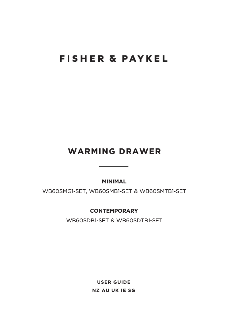 Page 1 de la notice Manuel utilisateur Fisher & Paykel WB60SMG1-SET