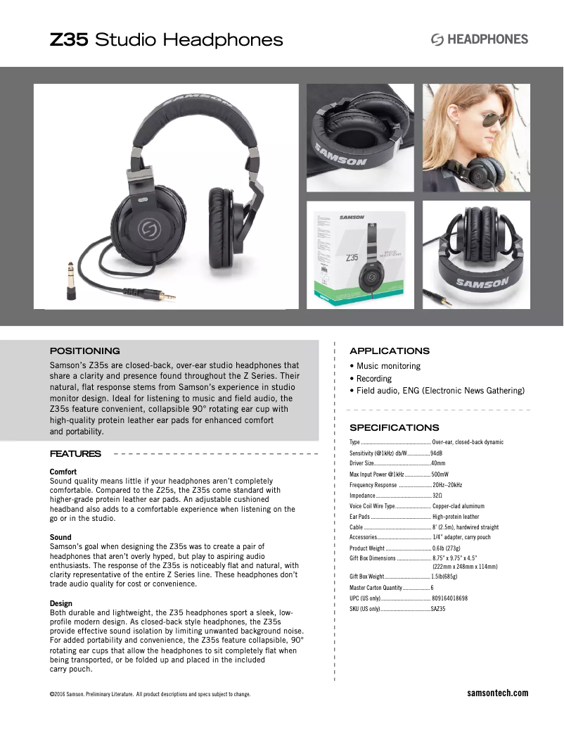 Image de la première page du manuel de l'appareil Z35