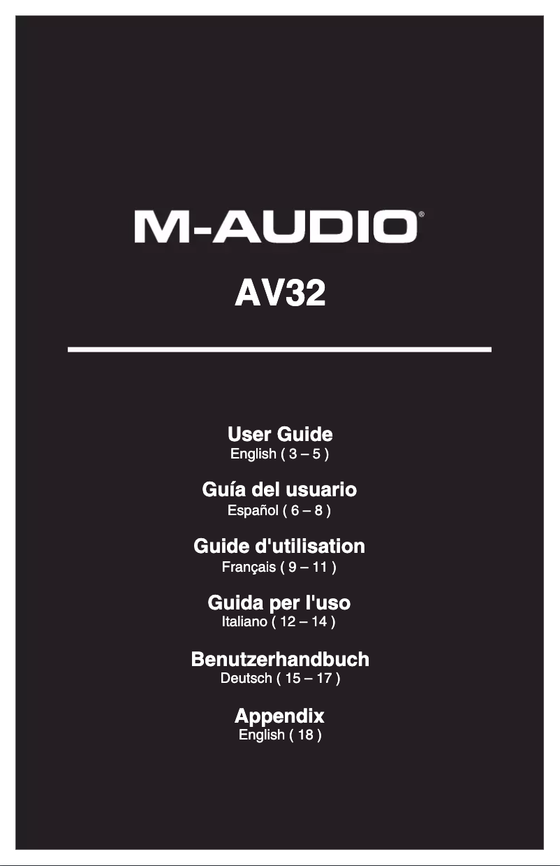 Page n°1 - Manuel utilisateur M-Audio AV32