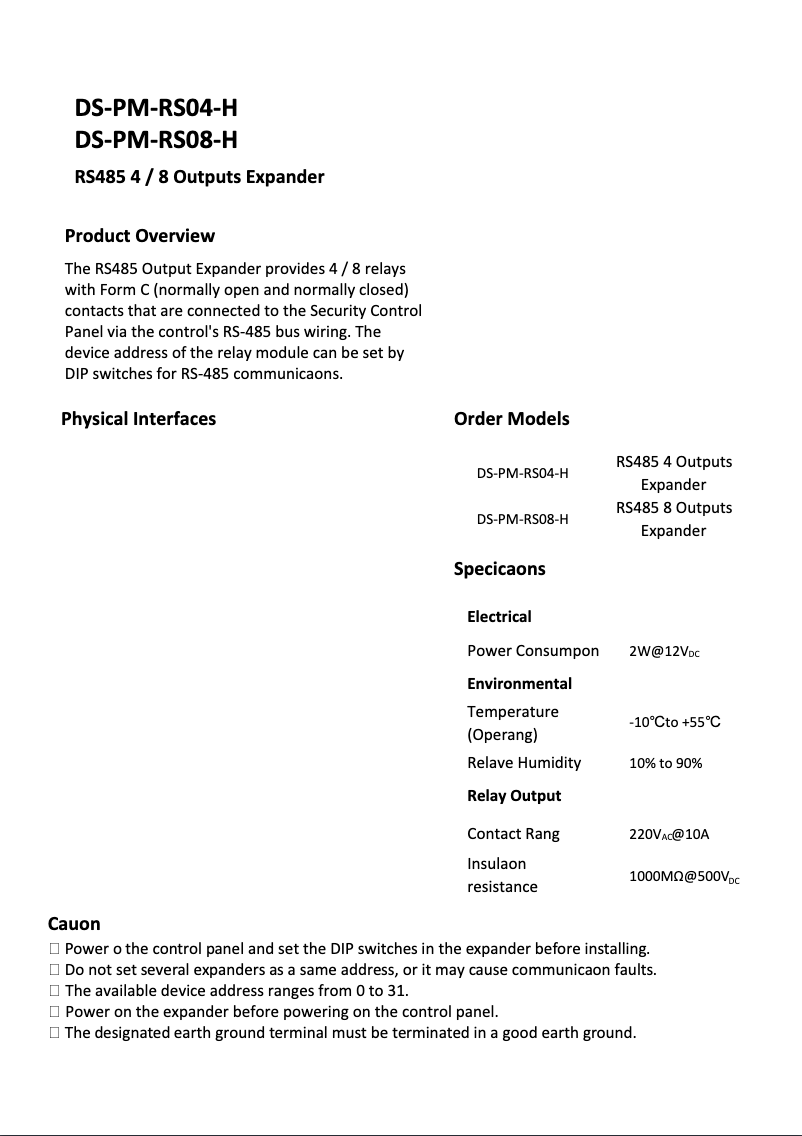 Page 1 de la notice Manuel utilisateur Hikvision DS-PM-RSO8-H
