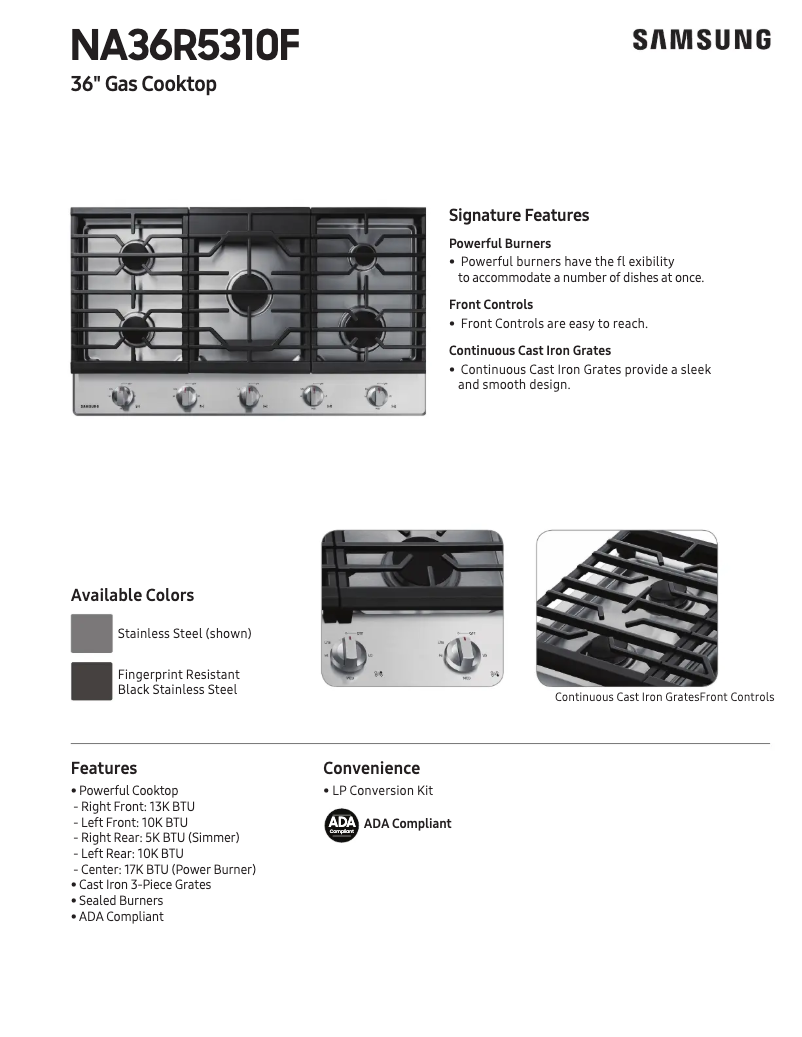 Image de la première page du manuel de l'appareil NA36R5310FS