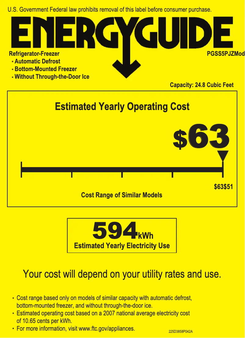 Page n°1 - Label énergétique GE PGSS5PJZSS